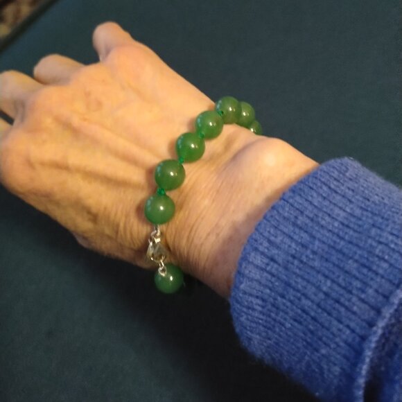 Handcrafted Bead Bracelet - Green Aventurine Semi-Precious & Sterling Silver - Picture 6 of 9